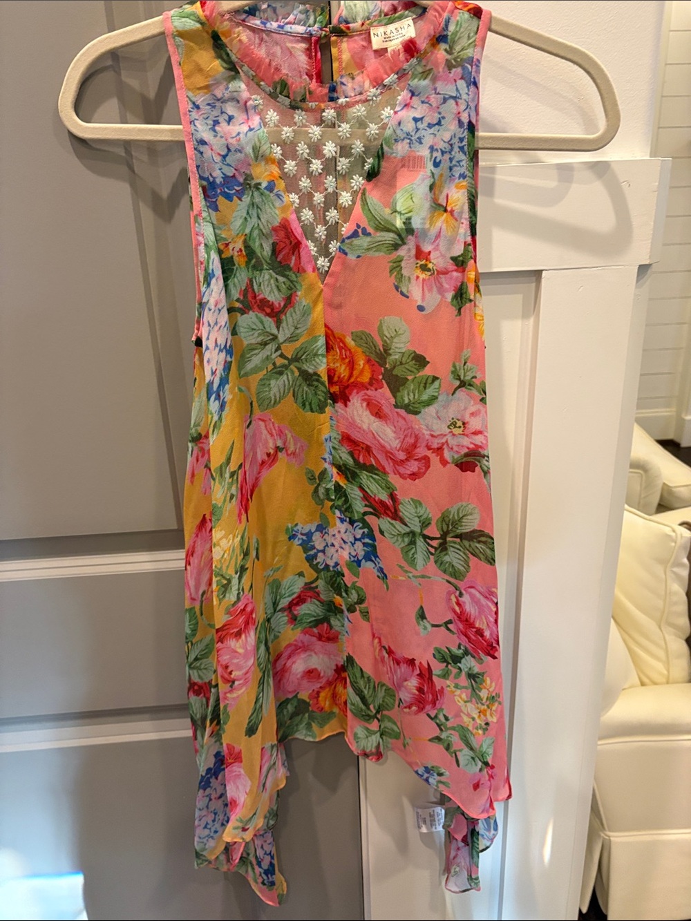 Floral Sleeveless Mesh Inset Tunic